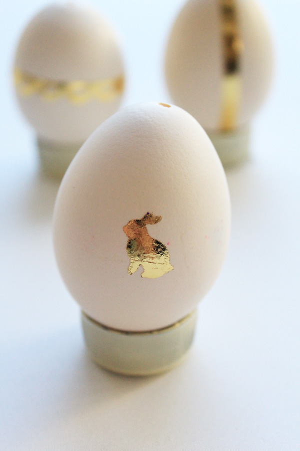 Easter egg decorated with gold foil bunny