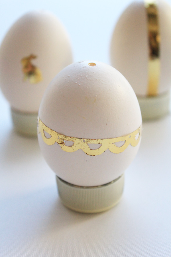 Easter egg decorated with gold scallop design